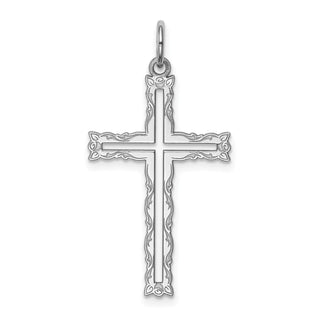 925 Sterling Silver Laser Designed Cross Pendant QXR250