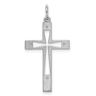 925 Sterling Silver Laser Designed Cross Pendant QXR251