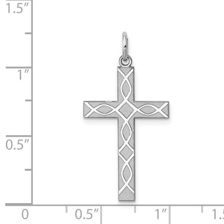 925 Sterling Silver Laser Designed Cross Pendant QXR255