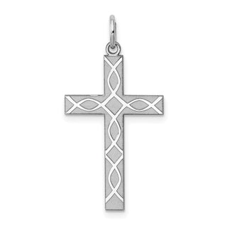925 Sterling Silver Laser Designed Cross Pendant QXR255