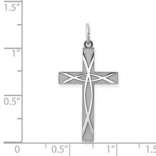 925 Sterling Silver Laser Designed Cross Pendant QXR256