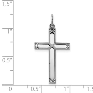 925 Sterling Silver Laser Designed Cross Pendant QXR257