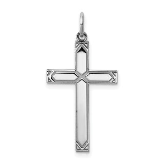925 Sterling Silver Laser Designed Cross Pendant QXR257