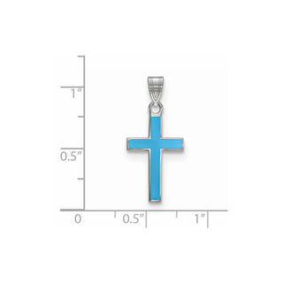 925 Sterling Silver Blue Enameled Cross Pendant