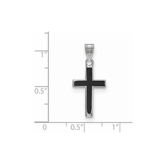 925 Sterling Silver Black Enameled Cross Pendant
