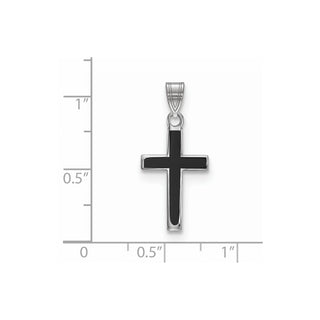 925 Sterling Silver Black Enameled Cross Pendant