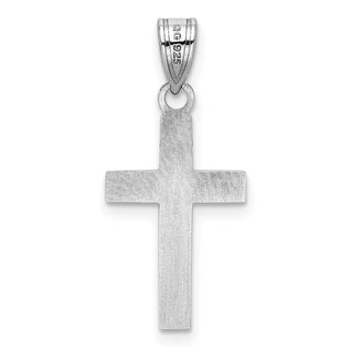 925 Sterling Silver Black Enameled Cross Hatch Cross Pendant