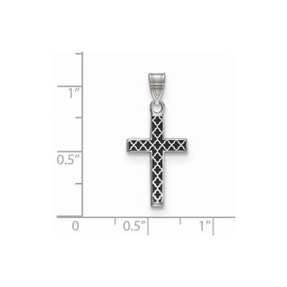 925 Sterling Silver Black Enameled Cross Hatch Cross Pendant