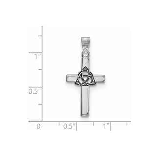 925 Sterling Silver Black Enameled Trilogy Cross Pendant