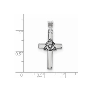 925 Sterling Silver Black Enameled Trilogy Cross Pendant
