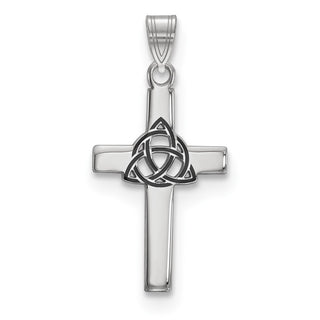925 Sterling Silver Black Enameled Trilogy Cross Pendant
