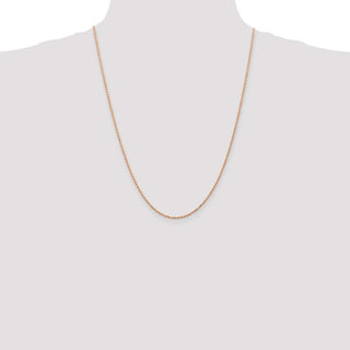 24" 14k Rose Gold 1.5mm Diamond-cut Machine-made Rope Chain Necklace