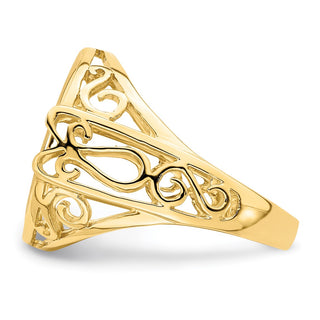 14k Yellow Gold Ladies Polished Wire Curl Filigree 14.0mm Coin Bezel Ring - Fits 1/20 oz Maple Leaf and Other Coins