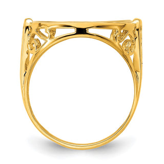 14k Yellow Gold Ladies Polished Wire Curl Filigree 15.0mm Coin Bezel Ring - Fits US $1 Type 2