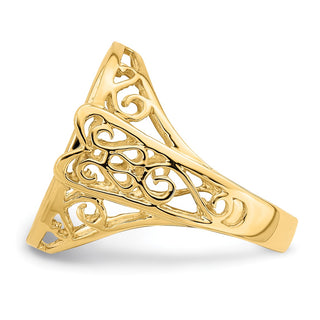 14k Yellow Gold Ladies Polished Wire Curl Filigree 15.0mm Coin Bezel Ring - Fits US $1 Type 2