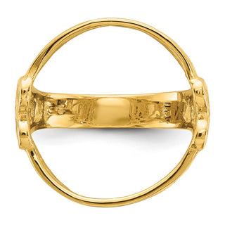 14k Yellow Gold Ladies Polished Wire Curl Filigree 16.5mm Coin Bezel Ring - Fits 1/10 oz American Eagle and 1/10 oz Krugerrand