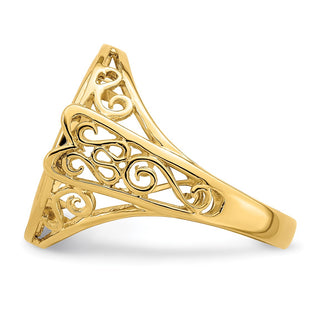 14k Yellow Gold Ladies Polished Wire Curl Filigree 17.8mm Coin Bezel Ring - Fits US $2.50 Liberty and Other Coins