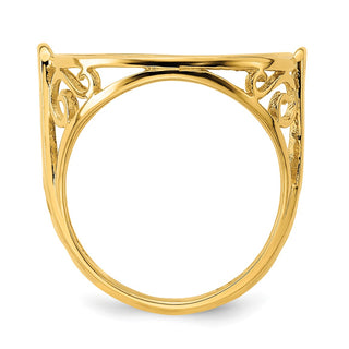 14k Yellow Gold Ladies Polished Wire Curl Filigree 19.5mm Coin Bezel Ring - Fits 1 Rand, 10 Mark Friedrich, and Half Sovereign