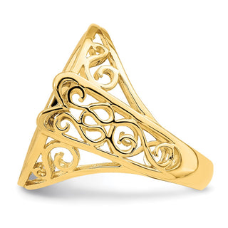 14k Yellow Gold Ladies Polished Wire Curl Filigree 19.5mm Coin Bezel Ring - Fits 1 Rand, 10 Mark Friedrich, and Half Sovereign