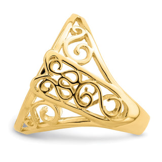 14k Yellow Gold Ladies' Polished Wire Curl Filigree 21.6mm Coin Bezel Ring - Fits US $5 Bald Eagle, US $5 Congressional, US $5 Liberty, and Other Coins