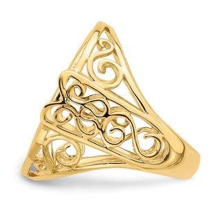 14k Yellow Gold Ladies' Polished Wire Curl Filigree 22.0mm Coin Bezel Ring - Fits 1/4 oz American Eagle and Other Coins