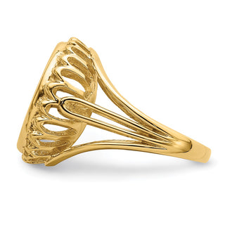 14k Yellow Gold Polished Ladies Wire Design 14.0mm Coin Bezel Ring - Fits 1/20 oz Maple Leaf and Other Coins
