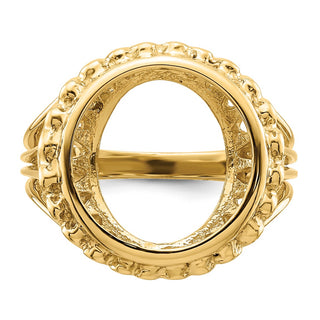 14k Yellow Gold Polished Ladies Wire Design 14.0mm Coin Bezel Ring - Fits 1/20 oz Maple Leaf and Other Coins