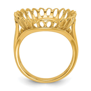 14k Yellow Gold Polished Ladies Wire Design 16.5mm Coin Bezel Ring - Fits 1/10 oz American Eagle and 1/10 oz Krugerrand