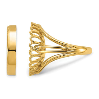 14k Yellow Gold Polished Ladies Wire Design 16.5mm Coin Bezel Ring - Fits 1/10 oz American Eagle and 1/10 oz Krugerrand