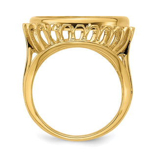 14k Yellow Gold Polished Ladies Wire Design 17.8mm Prong Coin Bezel Ring - Fits US $2.50 Liberty and Other Coins