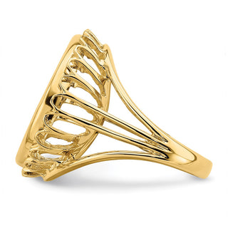 14k Yellow Gold Polished Ladies Wire Design 17.8mm Prong Coin Bezel Ring - Fits US $2.50 Liberty and Other Coins