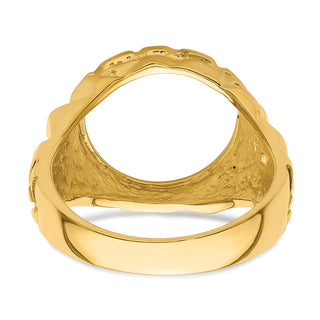 14k Yellow Gold Polished Mens Nugget-style 13 mm Coin Bezel Ring - Fits US$1 Type 1 and 2 Pesos
