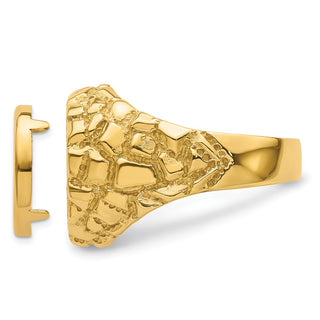 14k Yellow Gold Polished Mens Nugget-style 14 mm Coin Bezel Ring - Fits 1/20 oz Maple Leaf and Other Coins