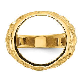 14k Yellow Gold Polished Mens Nugget-style 15mm Coin Bezel Ring - Fits US $1 Type 2