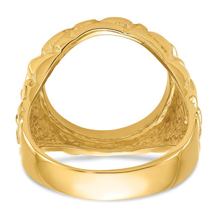 14k Yellow Gold Polished Mens Nugget-style 15mm Coin Bezel Ring - Fits US $1 Type 2