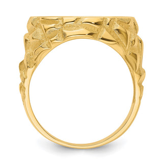 14k Yellow Gold Polished Mens Nugget-style 16 mm Coin Bezel Ring - Fits 1/10 oz Maple Leaf and Other Coins