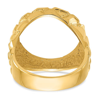 14k Yellow Gold Polished Mens Nugget-style 16.5 mm Coin Bezel Ring - Fits 1/10 oz American Eagle and 1/10 oz Krugerrand
