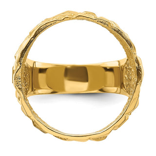 14k Yellow Gold Polished Mens Nugget-style 21.6 mm Coin Bezel Ring
