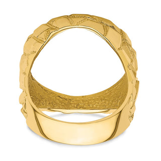 14k Yellow Gold Polished Mens Nugget-style 21.6 mm Coin Bezel Ring