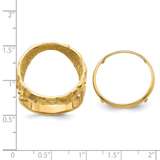 14k Yellow Gold Polished Mens Nugget-style 21.6 mm Coin Bezel Ring
