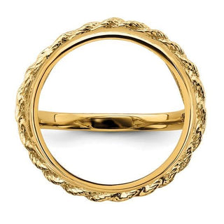 14k Ladies' Polished Heart Sides with Rope Edge 18.0mm Coin Bezel Ring