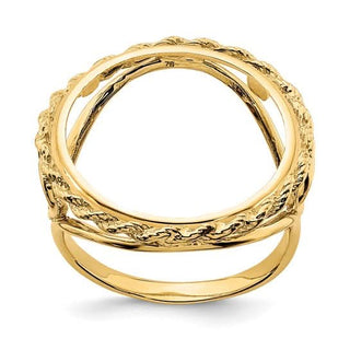 14k Ladies' Polished Heart Sides with Rope Edge 18.0mm Coin Bezel Ring