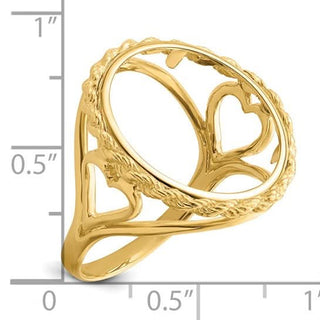 14k Ladies' Polished Heart Sides with Rope Edge 18.0mm Coin Bezel Ring