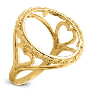 14k Ladies' Polished Heart Sides with Rope Edge 18.0mm Coin Bezel Ring