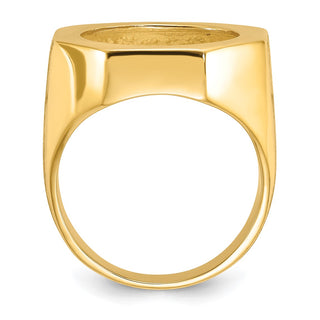 14k Yellow Gold Men's Textured Octagonal 16.5mm Coin Bezel Ring - Fits 1/10 oz American Eagle and 1/10 oz Krugerrand