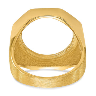 14k Yellow Gold Men's Textured Octagonal 16.5mm Coin Bezel Ring - Fits 1/10 oz American Eagle and 1/10 oz Krugerrand