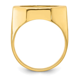 14k Yellow Gold Men's Textured Octagonal 17.8mm Coin Bezel Ring - Fits US $2.50 Liberty and Other Coins
