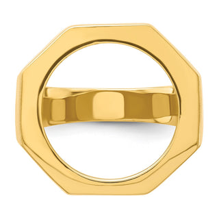 14k Yellow Gold Men's Textured Octagonal 17.8mm Coin Bezel Ring - Fits US $2.50 Liberty and Other Coins
