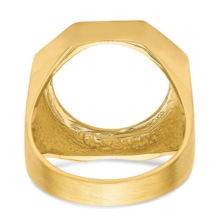 14k Yellow Gold Men's Textured Octagonal 17.8mm Coin Bezel Ring - Fits US $2.50 Liberty and Other Coins
