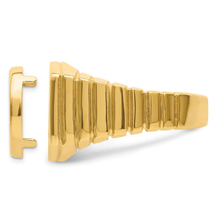 14k Yellow Gold Men's Square Ribbed 13mm Coin Bezel Ring - Fits 2 Pesos and US $1